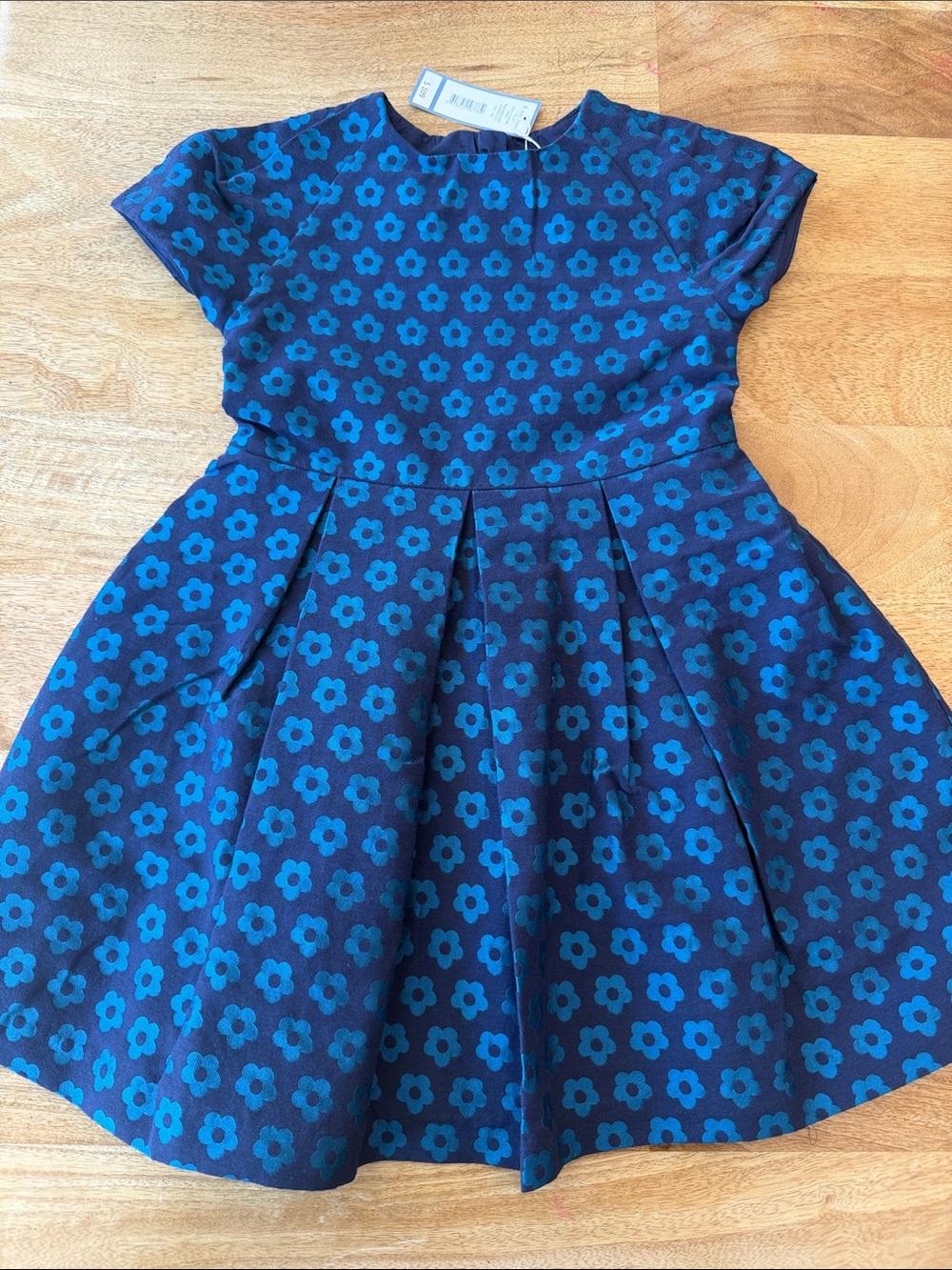 Jacadi NWT Navy and Bright Blue Floral Fit-and-Flare Dress